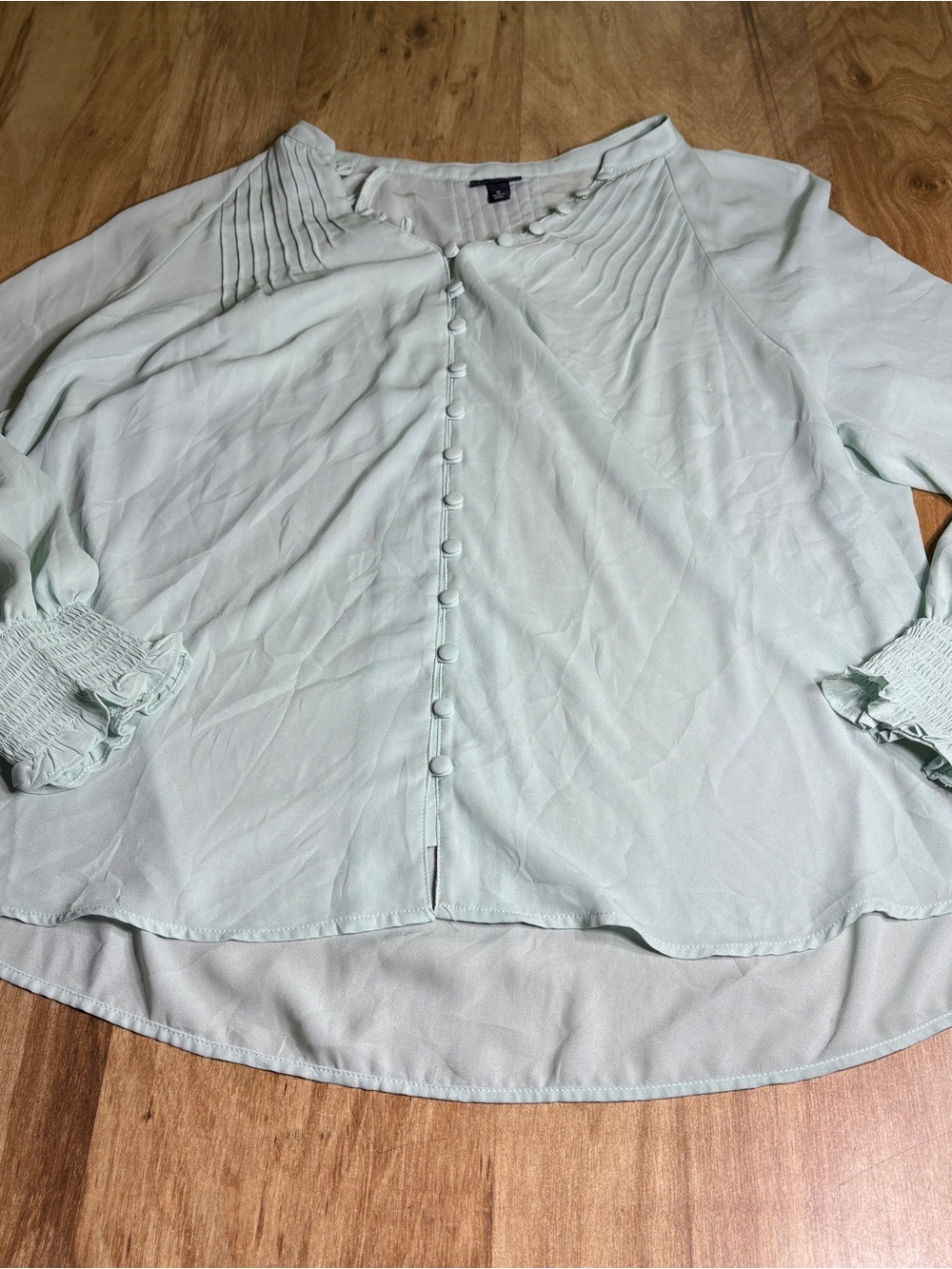 Torrid Pale Blue Sheer Button Up Pleated Long Sleeve Top Womens Plus Size 0